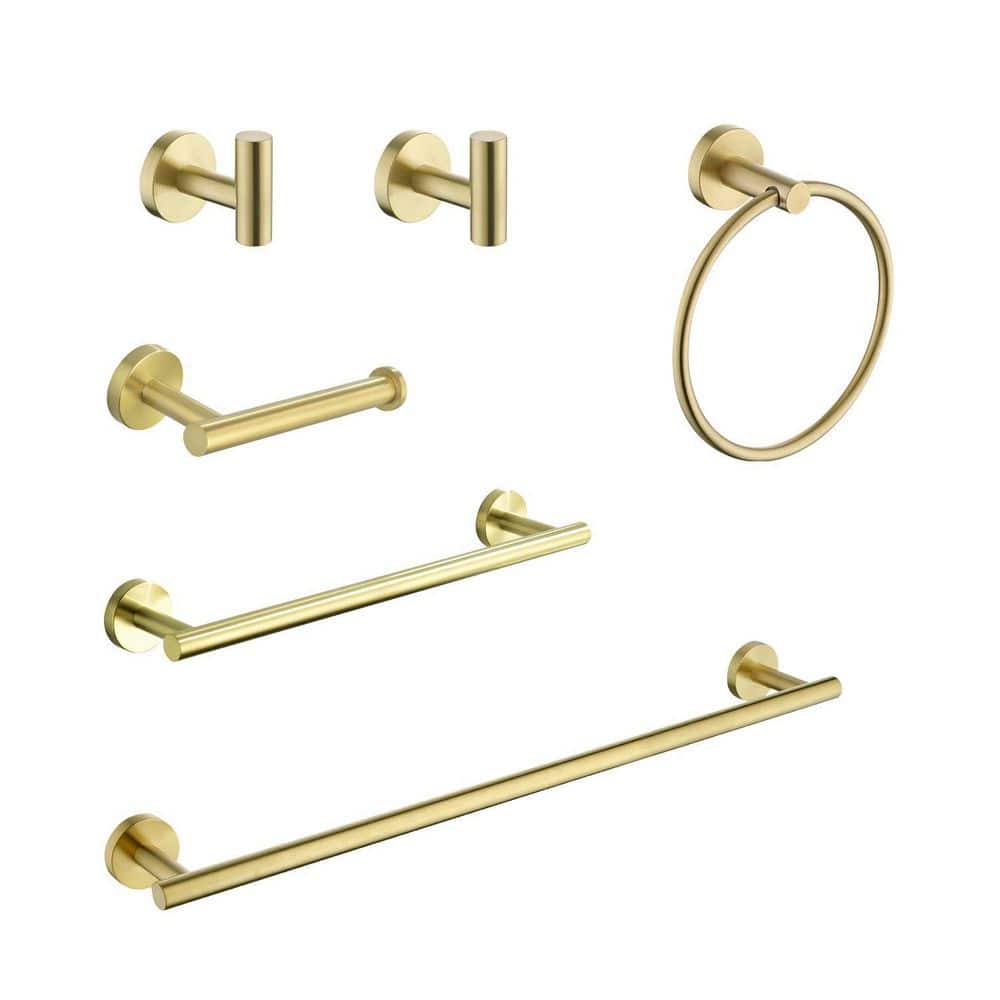 6 Piece Stainless Steel Bathroom Towel Rack Set Wall Mount in Brushed Gold price history on PriceWatchPro