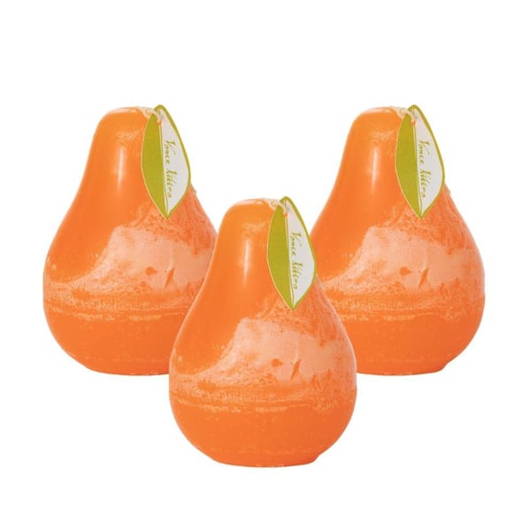 Vance Kitira 4.5" Tangerine Timber Pear Candles (Set of 3)