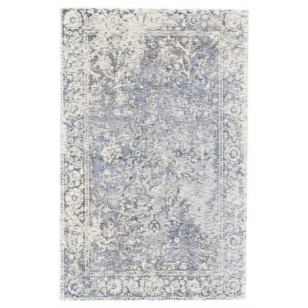 Blue and Ivory Abstract 8 ft. x 11 ft. Area Rug