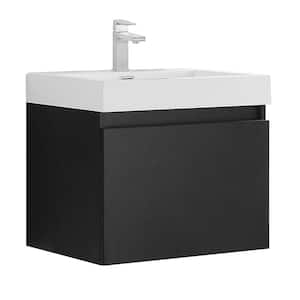 Nano 24 in. Bath Vanity in Black with Acrylic Vanity Top in White with White Basin