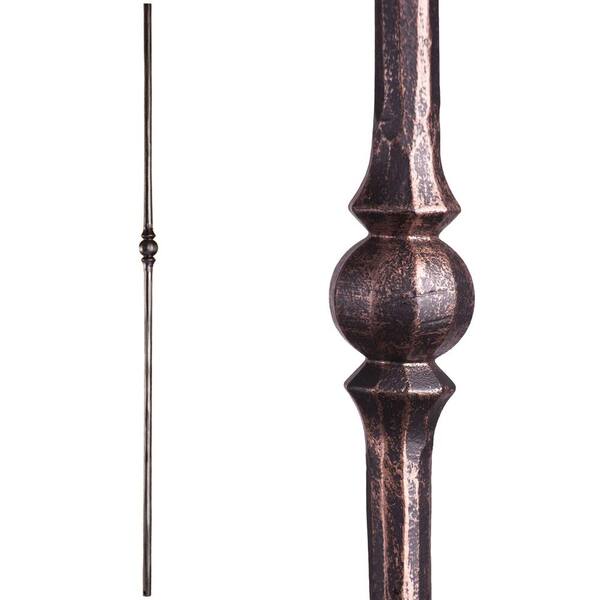 HOUSE OF FORGINGS Tuscan Round Hammered 44 in. x 0.5625 in. Oil Rubbed Bronze Single Sphere Solid Wrought Iron Baluster