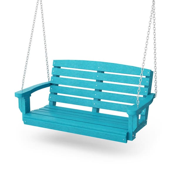 Wildridge Classic 2-Person Aruba Blue Plastic Porch Swing