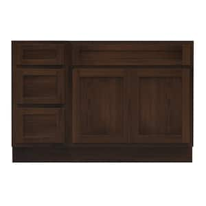 54 in. W x 21 in. D x 32.5 in. H Bath Vanity Cabinet without Top in Brown