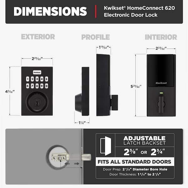 Kwikset HomeConnect 620 Matte Black Contemporary Z-Wave Long Range