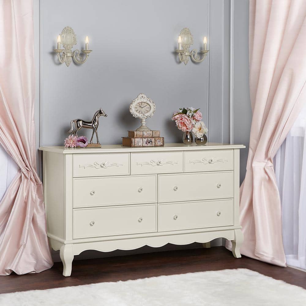 Enchanted Ivory Lace Double Dresser with Dovetail Drawers