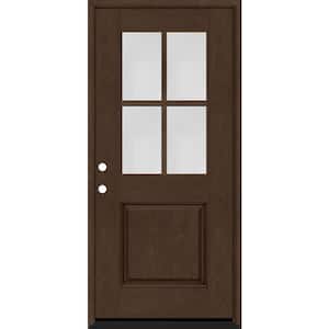 Regency 36 in. x 80 in. 1/2-4 Lite Clear Glass RHIS Hickory Stain Mahogany Fiberglass Prehung Front Door