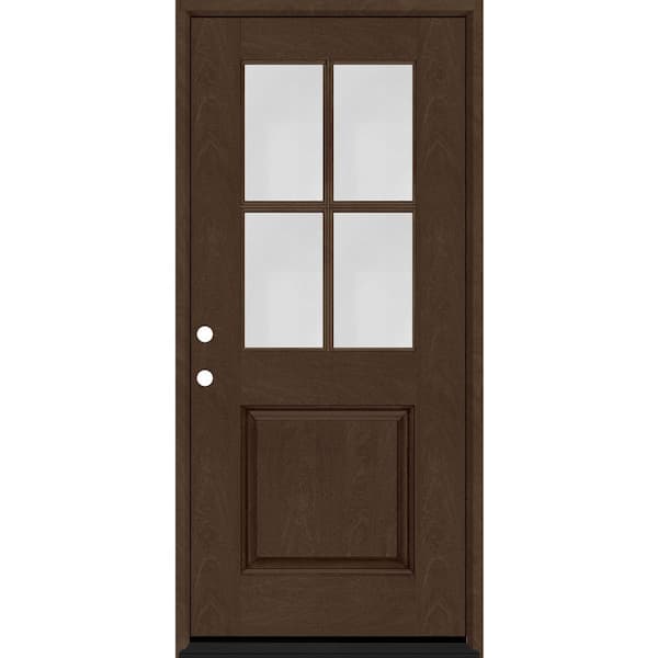Steves & Sons Regency 36 in. x 80 in. 1/2-4 Lite Clear Glass RHIS Hickory Stain Mahogany Fiberglass Prehung Front Door