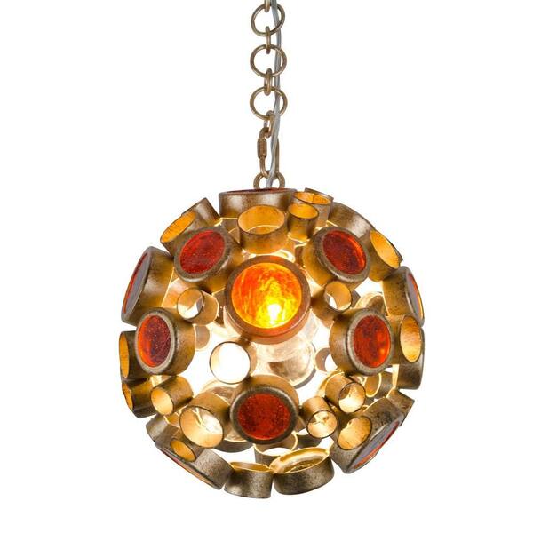 Varaluz Fascination 1-Light Kolorado Pendant with Amber Bottle Glass