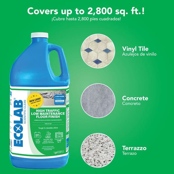 1 Gal. High Traffic Low Maintenance Non Slip Floor Finish for Concrete, Vinyl, Epoxy, Linoleum Flooring