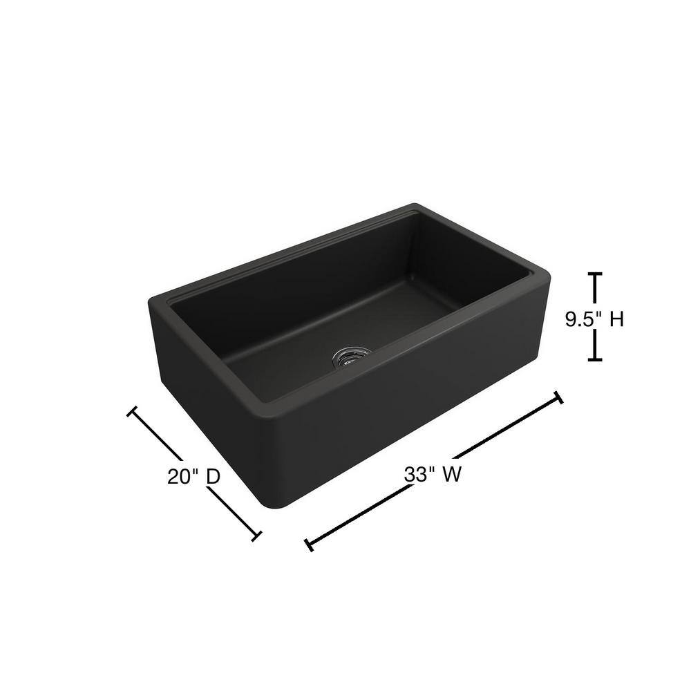Matte Black Granite Farmhouse Single Bowl Kitchen Sink