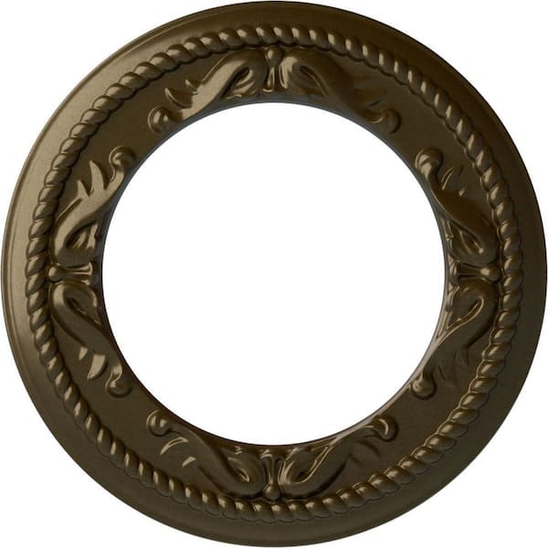 Ekena Millwork 7/8" x 12-1/4" x 12-1/4" Polyurethane Roped Medway Ceiling Medallion, Brass