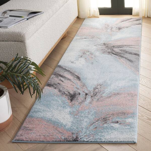 Glacier 2 ft. x 10 ft. Pink/Blue Abstract Runner Rug