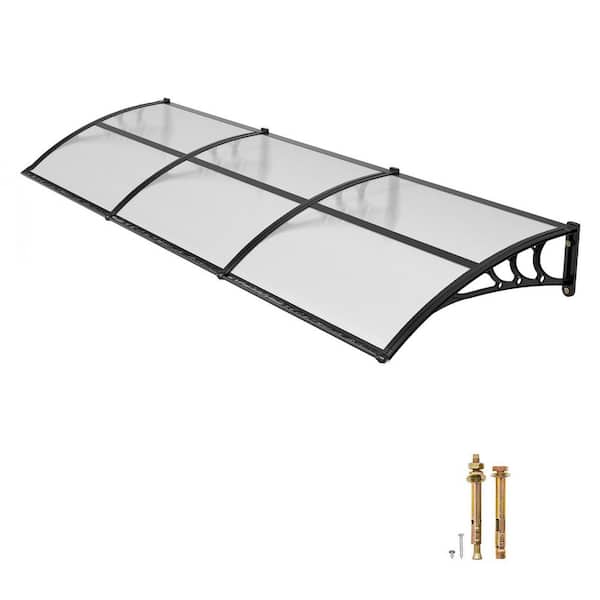 Awnings for Door Entrance, 38 x 117 in., Exterior Front Door Window Awnings with Drainage and ABS Bracket, Clear