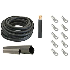 2-Gauge 10 ft. Black Welding Cable Kit (Includes 10-Pieces of Cable Lugs and 3 ft. Heat Shrink Tubing)