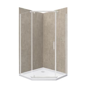 Cove 36 in. L x 36 in. W x 78 in. H Corner Shower Stall/Kit with Corner Drain in Shale and Brushed Nickel