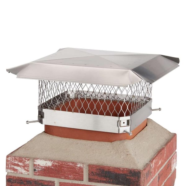 HY-C SCSS1318 Shelter Bolt On Single Flue Chimney Cover Mesh Size 3/4 Fits Outside Existing Clay Flue Tile Dimensions 13 x 18 Stainless Steel