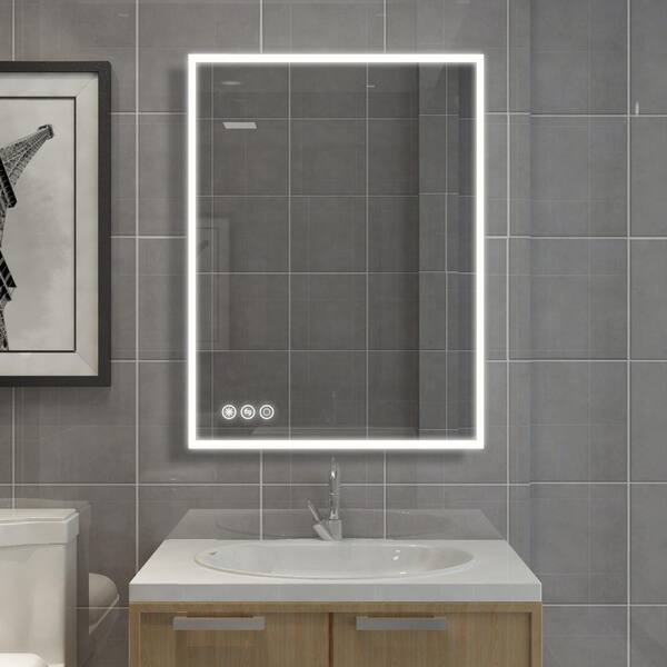 CASAINC Frameless LED bathroom mirror 36-in x 48-in Dimmable Lighted Silver  Fog Free Frameless Bathroom Vanity Mirror in the Bathroom Mirrors  department at