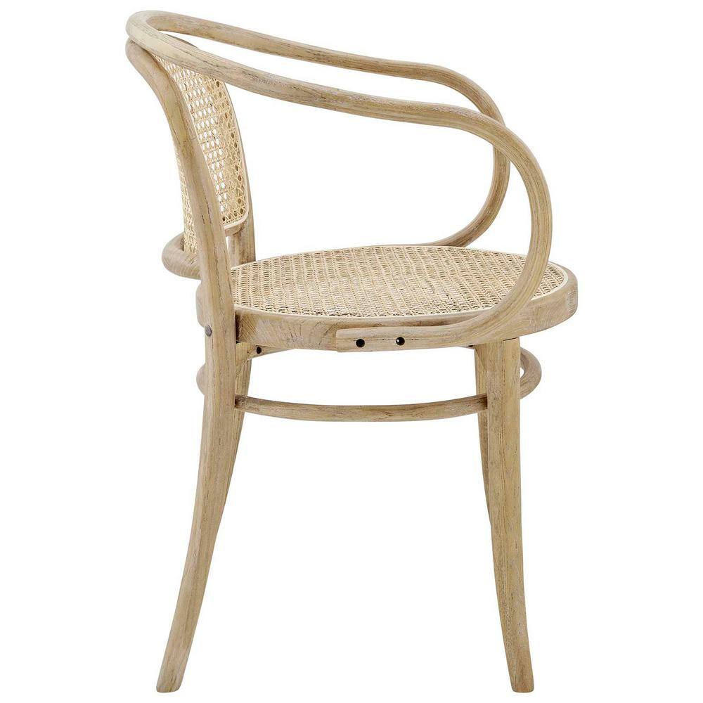 Gray Low Wood and Cane Arm Chair