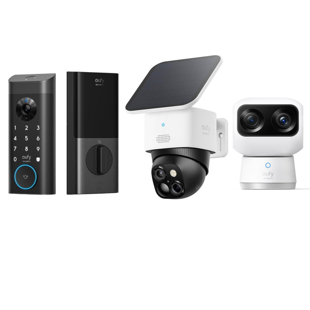 Advanced Whole Home Security Kit with SoloCam S340, Video Smart Lock E330, and Indoor Cam S350