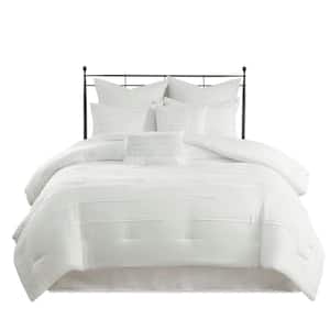 Janeta 8-Piece White Polyester Queen Comforter Set