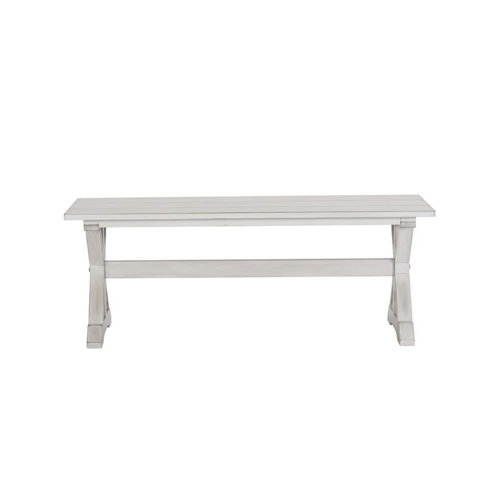 Jamestown Antique White Solid Wood & MDF Farmhouse Dining Bench