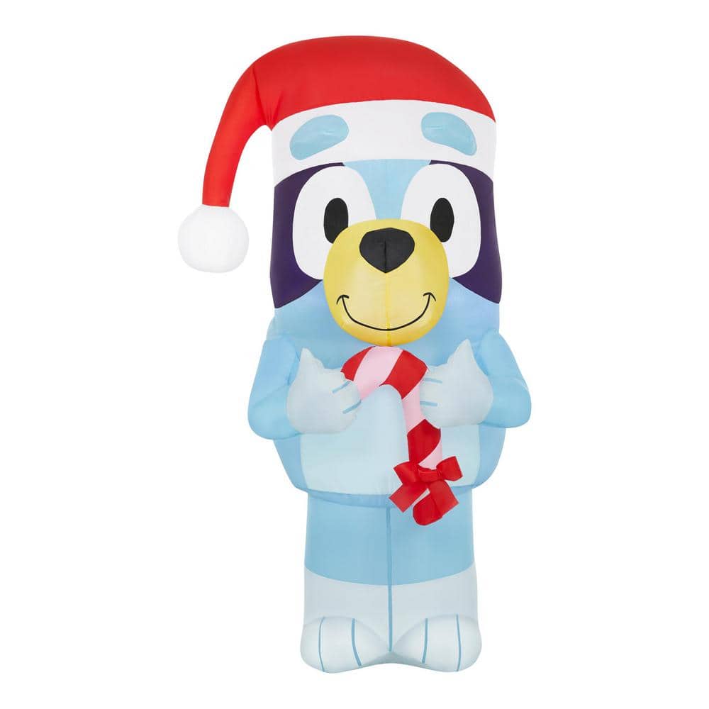 Reviews for 3.5 ft. LED Bluey in Santa Hat with Candy Cane Christmas Airblown® Inflatable Pg 1