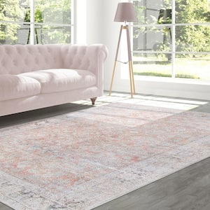 Lottie Butterscotch 7 ft. 6 in. x 9 ft. 6 in. Distressed Geometric Farmhouse Indoor Area Rug