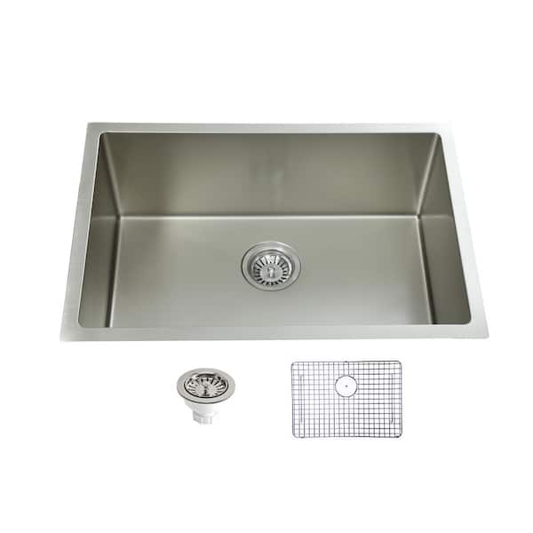 SINK DEPOT 16-Gauge Stainless Steel 22 in. Single Bowl Undermount Kitchen Sink with Bottom Grid