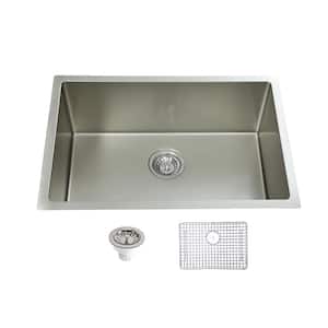16-Gauge Stainless Steel 26 in. Single Bowl Undermount Kitchen Sink with Bottom Grid
