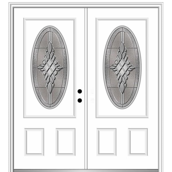 MMI Door 72 in. x 80 in. Grace Left-Hand Inswing Oval-Lite Decorative Primed Fiberglass Prehung Front Door on 6-9/16 in. Frame