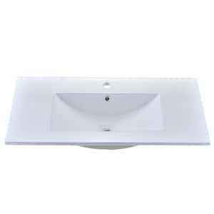 SQ 32 in. W x 18 in. D Ceramic Vanity Top Integrated Rectangle Basin Sink in White
