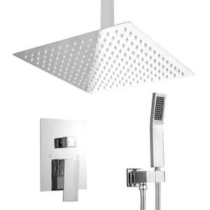 2-spray 10 in. Ceiling Mount Dual Rain Shower Head and Handheld Shower Head in Chrome, Valve Included