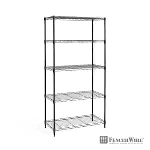 Black 5-Tier Metal Adjustable Height Garage Storage Shelving Unit with Leveling Feet (30 in. W x 14 in. D x 60 in. H)