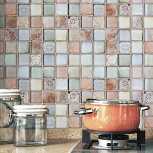 Classic Roman Retro 11.82 in. x 11.82 in. Squares Glossy Glass Mosaic Tile (9.7 sq. ft./Case)