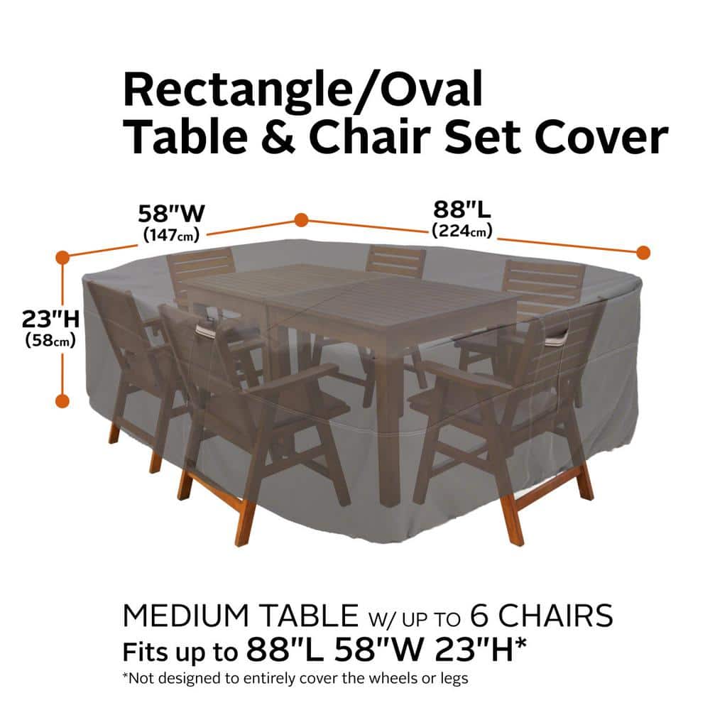 Ravenna Medium Rectangular/Oval Patio Table & Chair Set Cover, Taupe