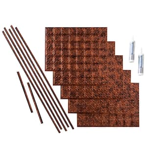 Traditional 6 18 in. x 24 in. Moonstone Copper Vinyl Decorative Wall Tile Backsplash 15 sq. ft. Kit