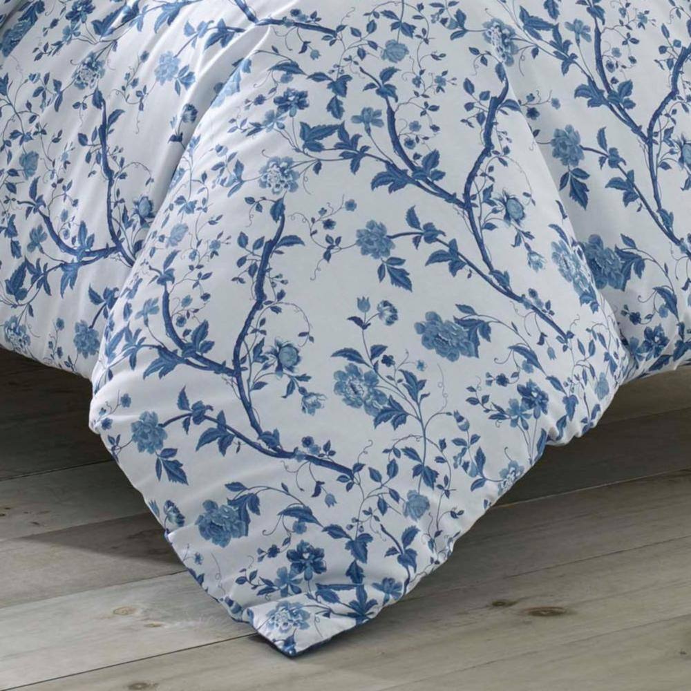 Elise Blue Floral Reversible Cotton Full Comforter Set