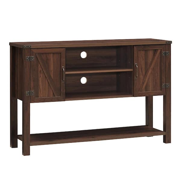 FORCLOVER 52 in. Walnut TV Stand with Adjustable Shelf Fits TV's up to 60 in. with Double Doors