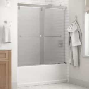 Mod 60 in. x 59-1/4 in. Soft-Close Frameless Sliding Bathtub Door in Chrome with 1/4 in. Tempered Rain Glass