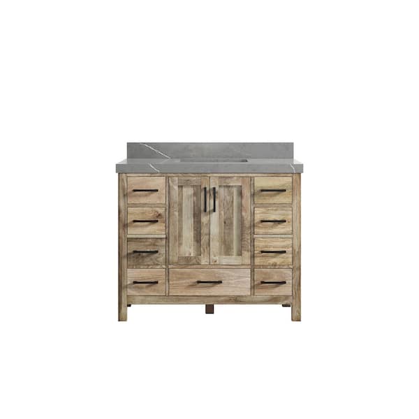 Willow Collections Malibu Mango 42 in. W x 22 in. D x 36 in. H Bath Vanity in Natural with 2 in. Piatra Quartz Top