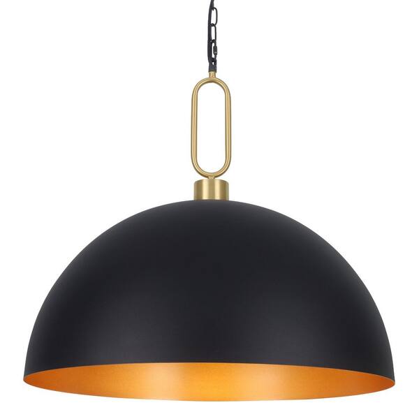 LWYTJO 23.6 in. 1-Light Black Rustic Metal Dome Shade Pendant