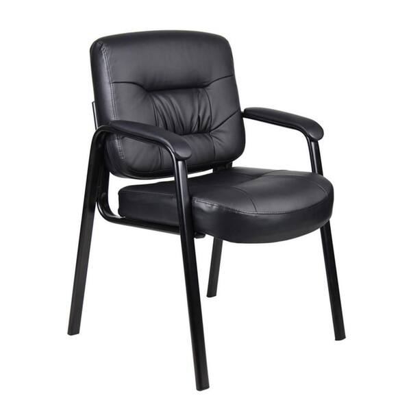 Benjara Mala Vinyl Upholstered Ergonomic Guest Chair in Black with
