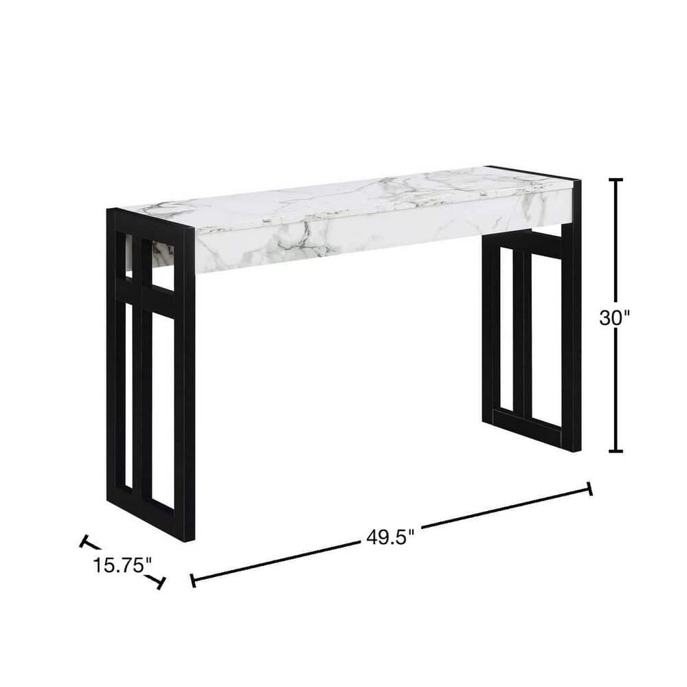 Monterey 50'' White Faux Marble & Black Wood Versatile Console Table