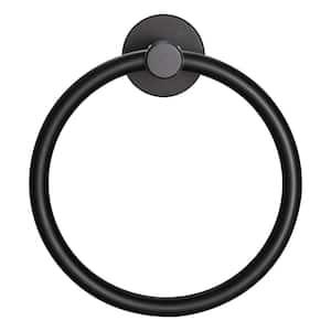 6.3 in. Round Aluminum Wall Mounted Towel Ring in Matte Black