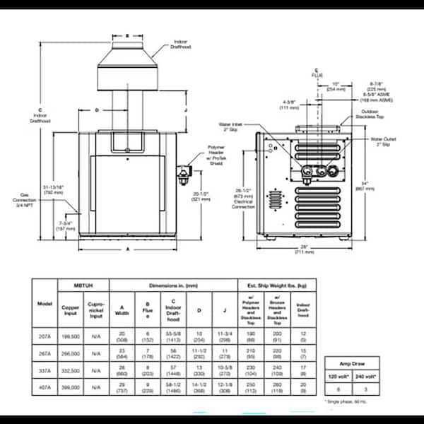 ASME 407,000 BTU Low Nox Natural Gas Pool Heater Copper Bronze