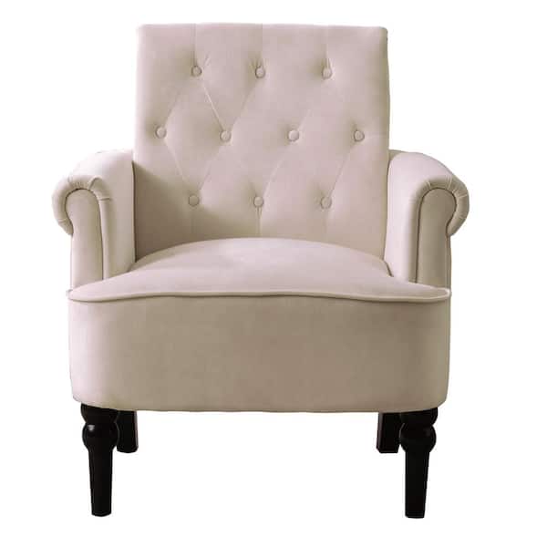 Utopia 4niture Davina White Velvet Upholstered Armchair