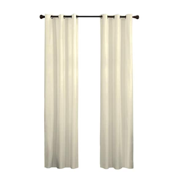 Eclipse Nikki Thermaback Ivory Solid Polyester 40 in. W x 84 in. L Blackout Single Grommet Top Curtain Panel