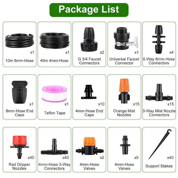 Automatic Drip Irrigation Kit Misting Watering System for Garden Greenhouse Patio Lawn