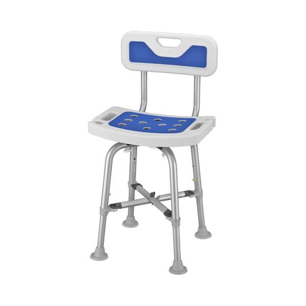 16.54 in. D x 17.32 in. W x 33.86 in. H Free-standing Adjustable Walk In Shower Seat in White with Back