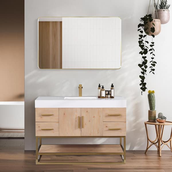 Altair Bianco 72 Light Brown Freestanding Double Bathroom Vanity